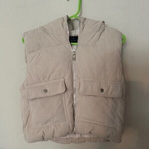 Beige Corduroy Puffer Vest